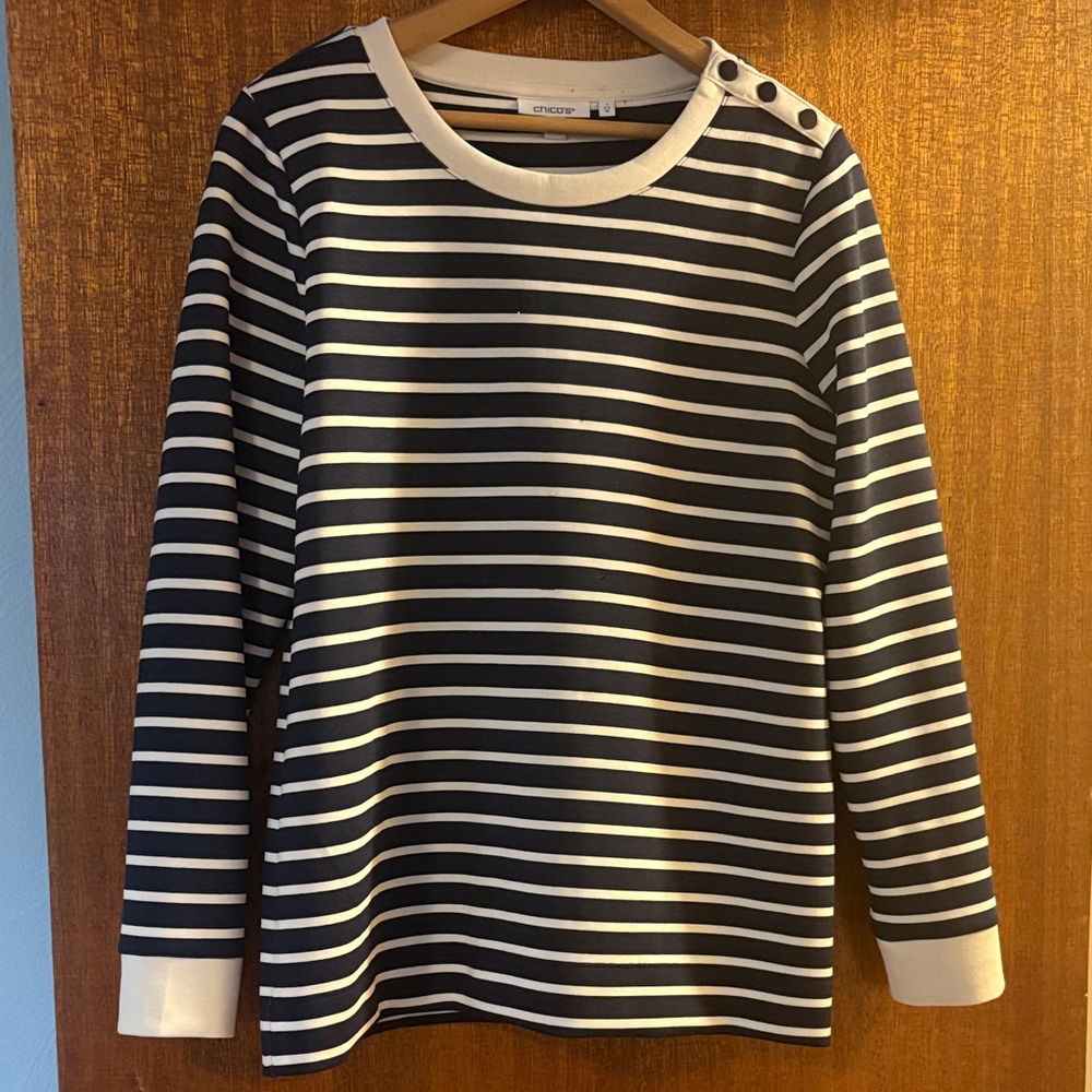 Zenergy by Chico’s Striped Scuba Mariners Top
